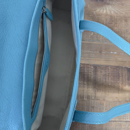 TOD'S Hand Bag Tote Purse Suede Leather Turquoise Authentic