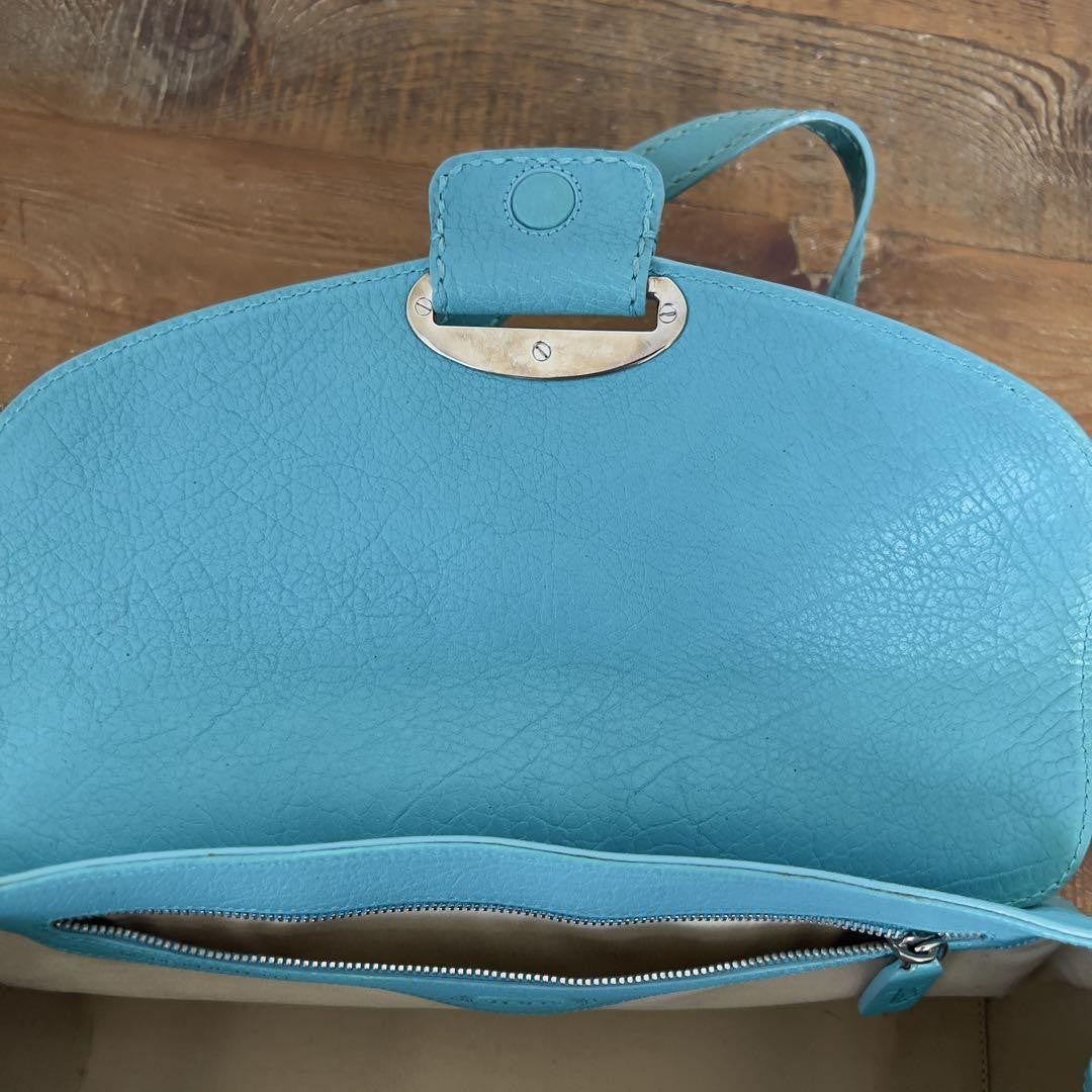 TOD'S Hand Bag Tote Purse Suede Leather Turquoise Authentic
