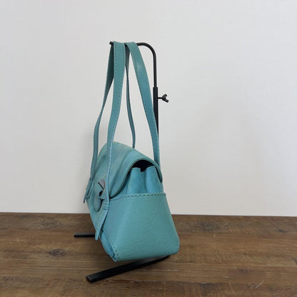 TOD'S Hand Bag Tote Purse Suede Leather Turquoise Authentic