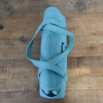 TOD'S Hand Bag Tote Purse Suede Leather Turquoise Authentic