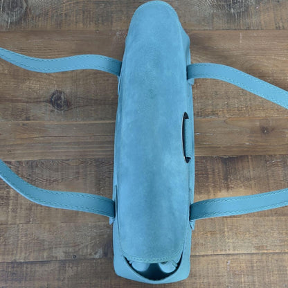 TOD'S Hand Bag Tote Purse Suede Leather Turquoise Authentic