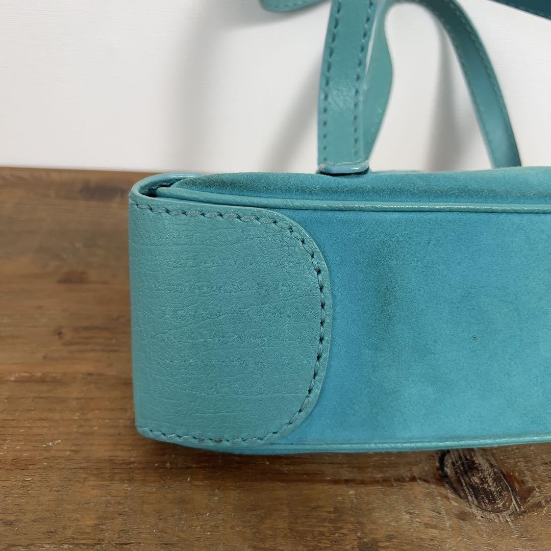 TOD'S Hand Bag Tote Purse Suede Leather Turquoise Authentic