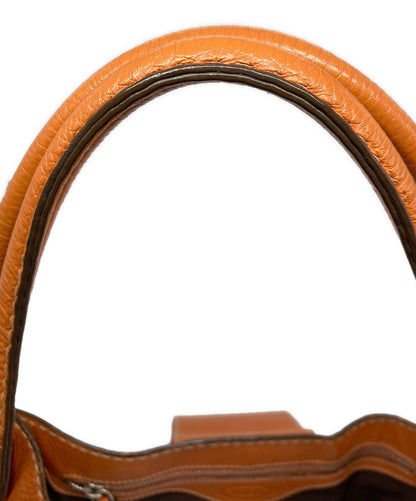 TOD'S Hand Bag Tote Purse Orange Authentic