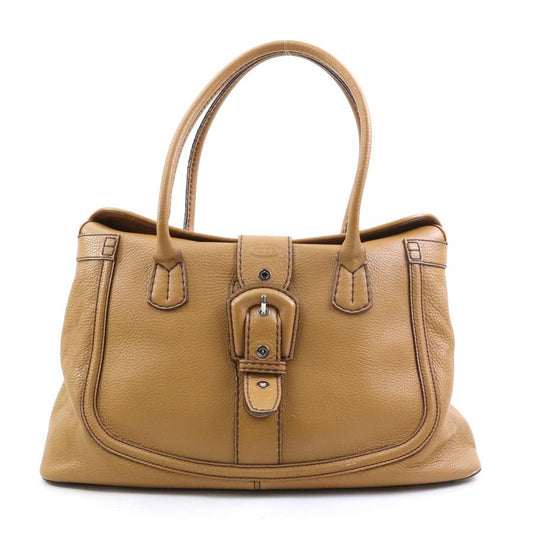 TOD'S Hand Bag Tote Purse Brown Leather Authentic