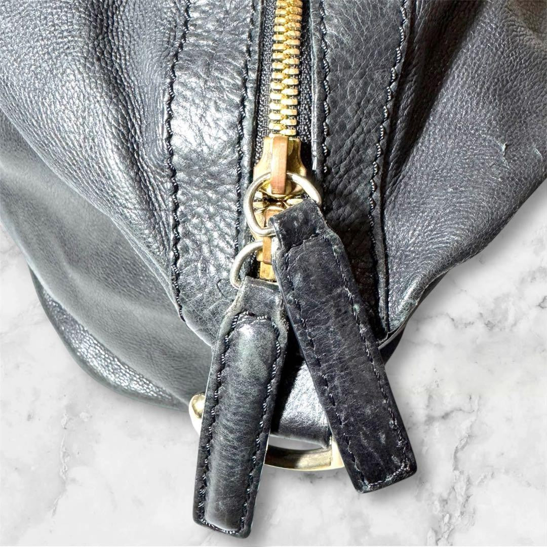GIVENCHY Hand Bag Tote Purse 2way NIGHTINGALE Leather Black Authentic