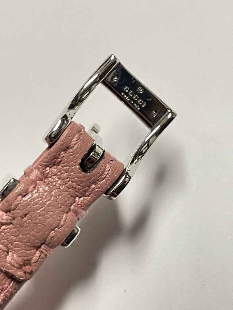GUCCI Bracelet Bangle Leather Pink Silver Women Accessory Authentic