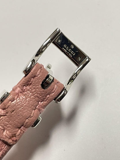GUCCI Bracelet Bangle Leather Pink Silver Women Accessory Authentic