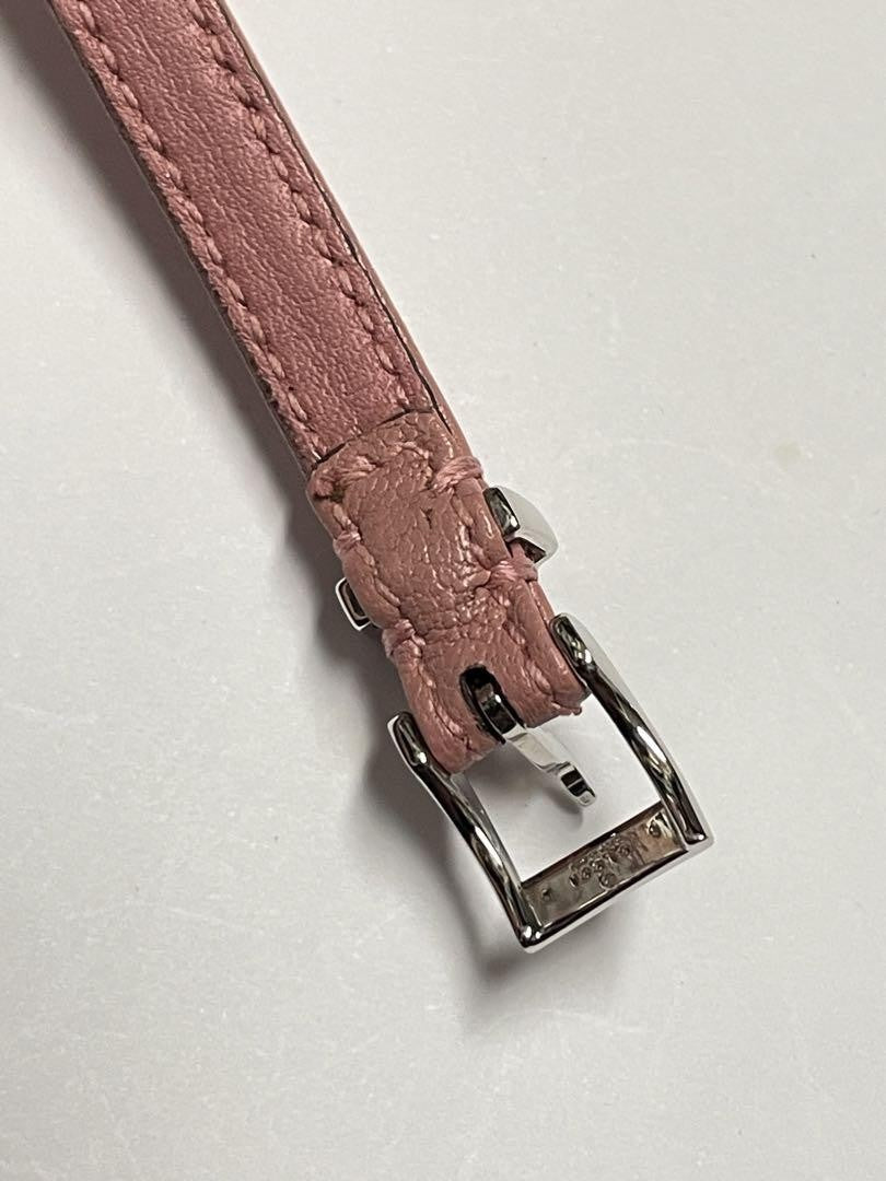 GUCCI Bracelet Bangle Leather Pink Silver Women Accessory Authentic