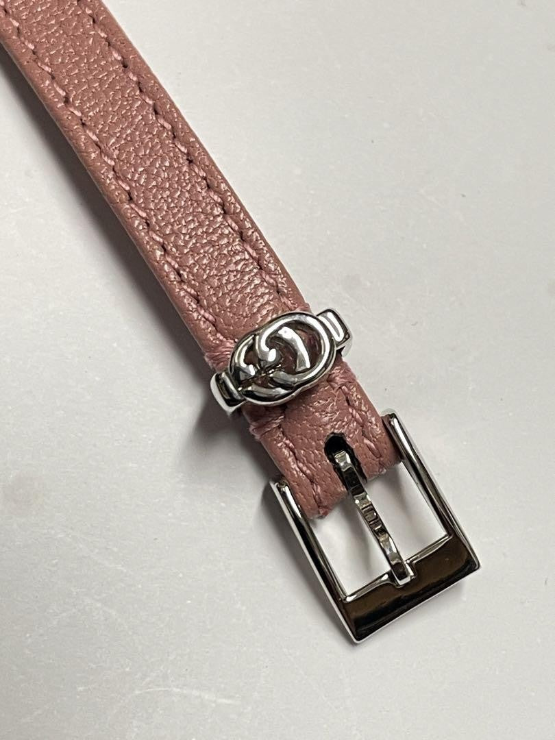 GUCCI Bracelet Bangle Leather Pink Silver Women Accessory Authentic