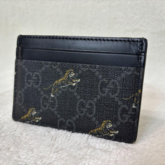 GUCCI Card Case Holder Wallet Compact Purse GG Leather Black Authentic