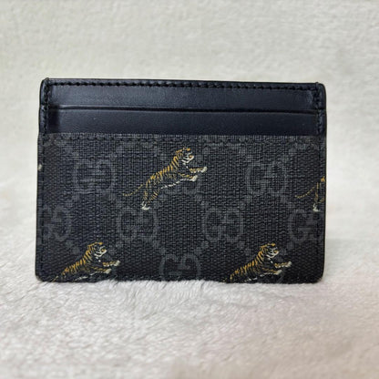 GUCCI Card Case Holder Wallet Compact Purse GG Leather Black Authentic