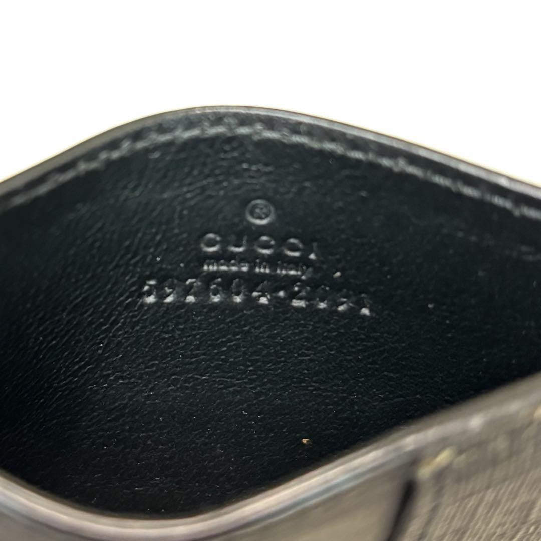 GUCCI Card Case Holder Wallet Compact Purse GG Leather Black Authentic