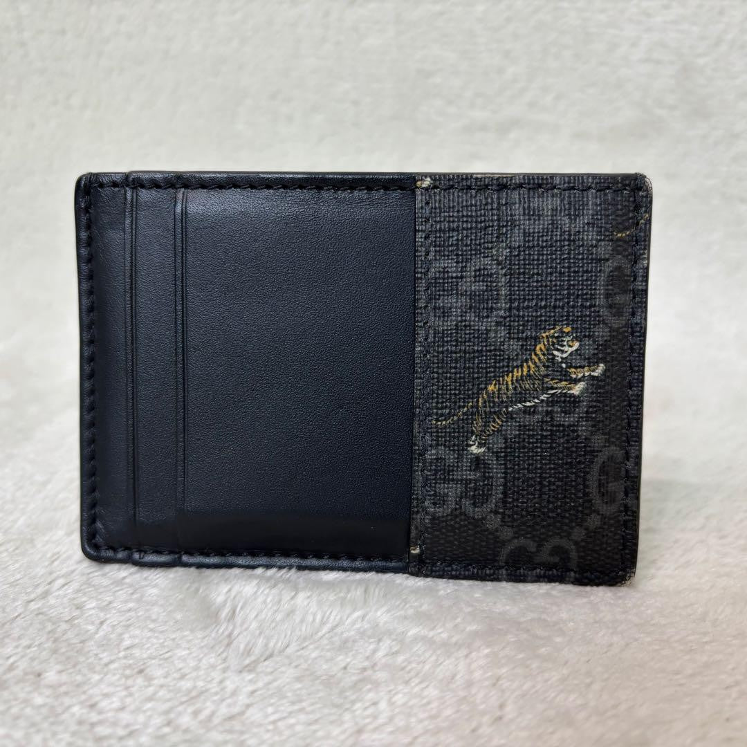 GUCCI Card Case Holder Wallet Compact Purse GG Leather Black Authentic