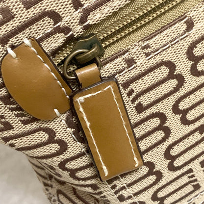 BALENCIAGA Bag BB Logo Shoulder Purse Canvas Leather Beige Gold Authentic