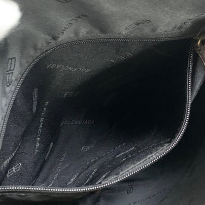 BALENCIAGA Bag BB Logo Shoulder Purse Canvas Leather Beige Gold Authentic
