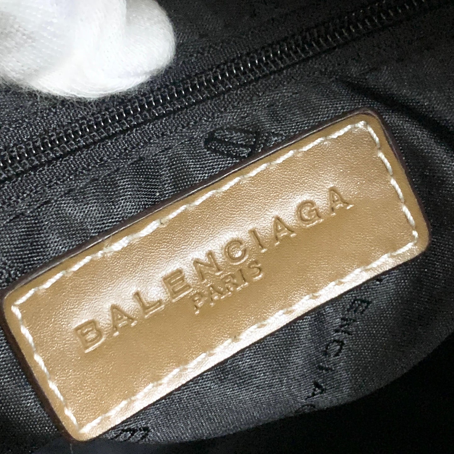 BALENCIAGA Bag BB Logo Shoulder Purse Canvas Leather Beige Gold Authentic
