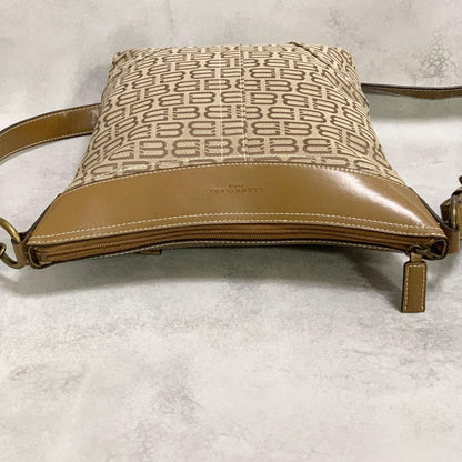 BALENCIAGA Bag BB Logo Shoulder Purse Canvas Leather Beige Gold Authentic