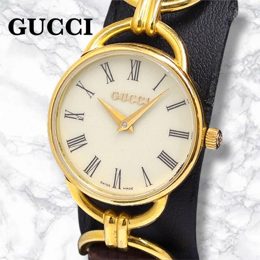 GUCCI 6000.2.L Quartz Watch Wristwatch Gold Women's Authentic
