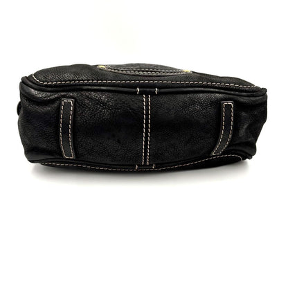 LOEWE Hand Bag Shoulder Tote Purse Anagram Tassel  Leather Black Authentic
