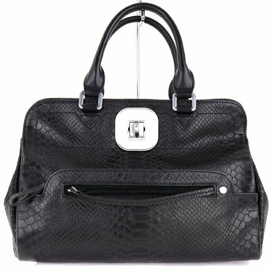 Longchamp Hand Bag Tote Purse 2way Leather Black Authentic