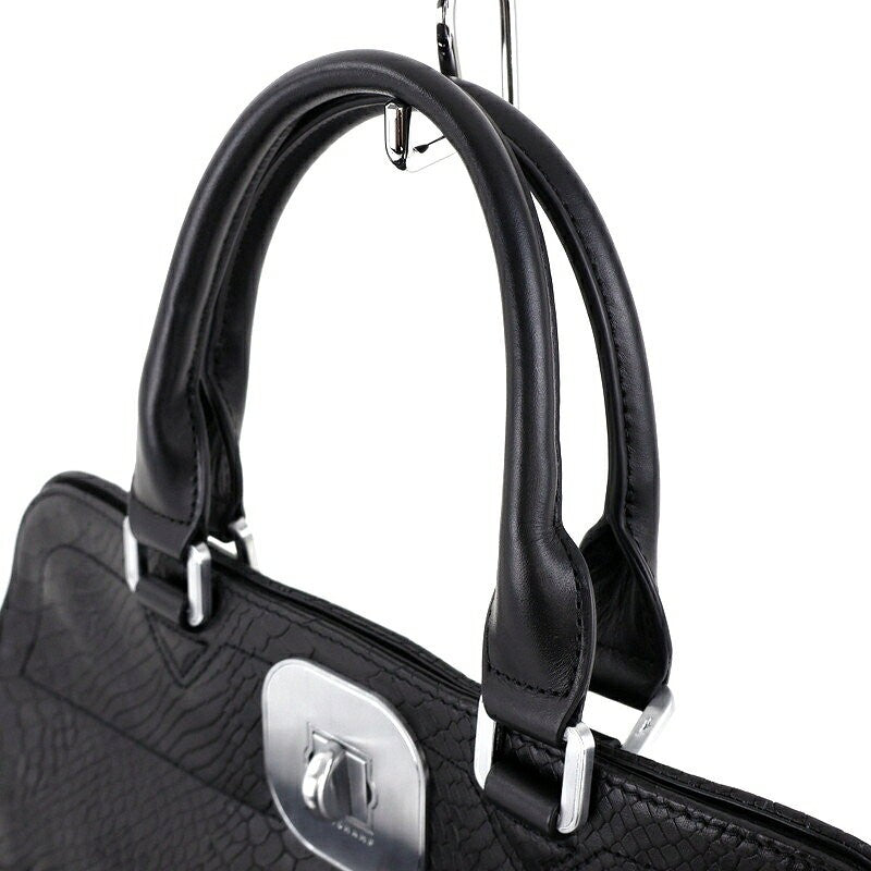 Longchamp Hand Bag Tote Purse 2way Leather Black Authentic