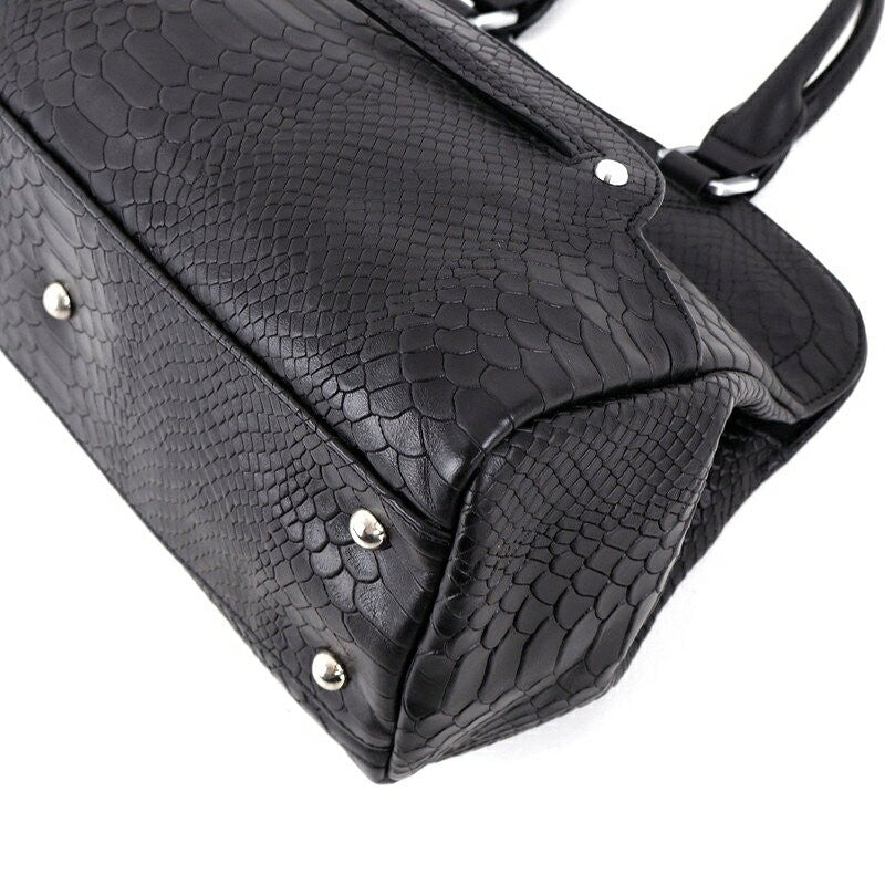 Longchamp Hand Bag Tote Purse 2way Leather Black Authentic