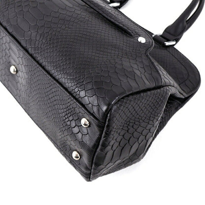 Longchamp Hand Bag Tote Purse 2way Leather Black Authentic