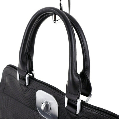 Longchamp Hand Bag Tote Purse 2way Leather Black Authentic