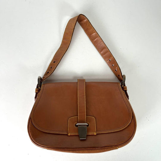 PRADA Shoulder Bag Purse Leather Brown Authentic