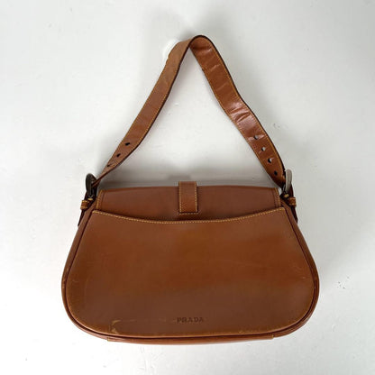 PRADA Shoulder Bag Purse Leather Brown Authentic