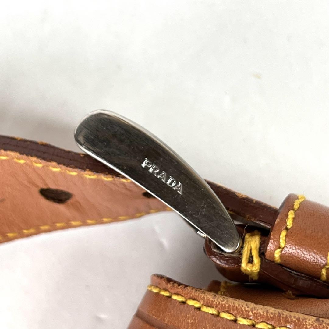 PRADA Shoulder Bag Purse Leather Brown Authentic