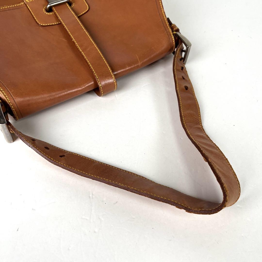 PRADA Shoulder Bag Purse Leather Brown Authentic