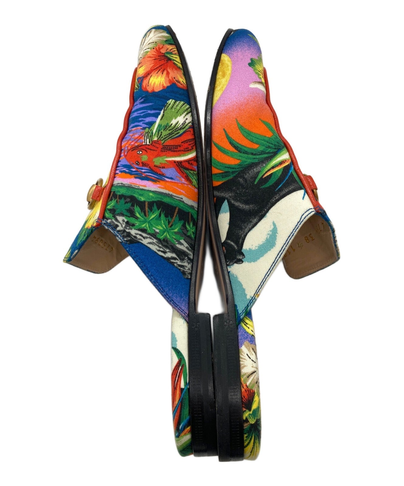 GUCCI Sandals Shoes Horsebit EU 38 US 8 Multicolor Authentic