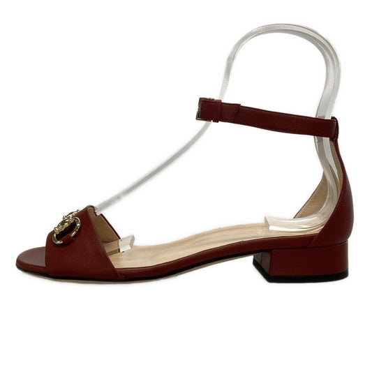 GUCCI Sandals Shoes Horsebit EU 37.5 US 7.5 Leather Bordeaux Authentic