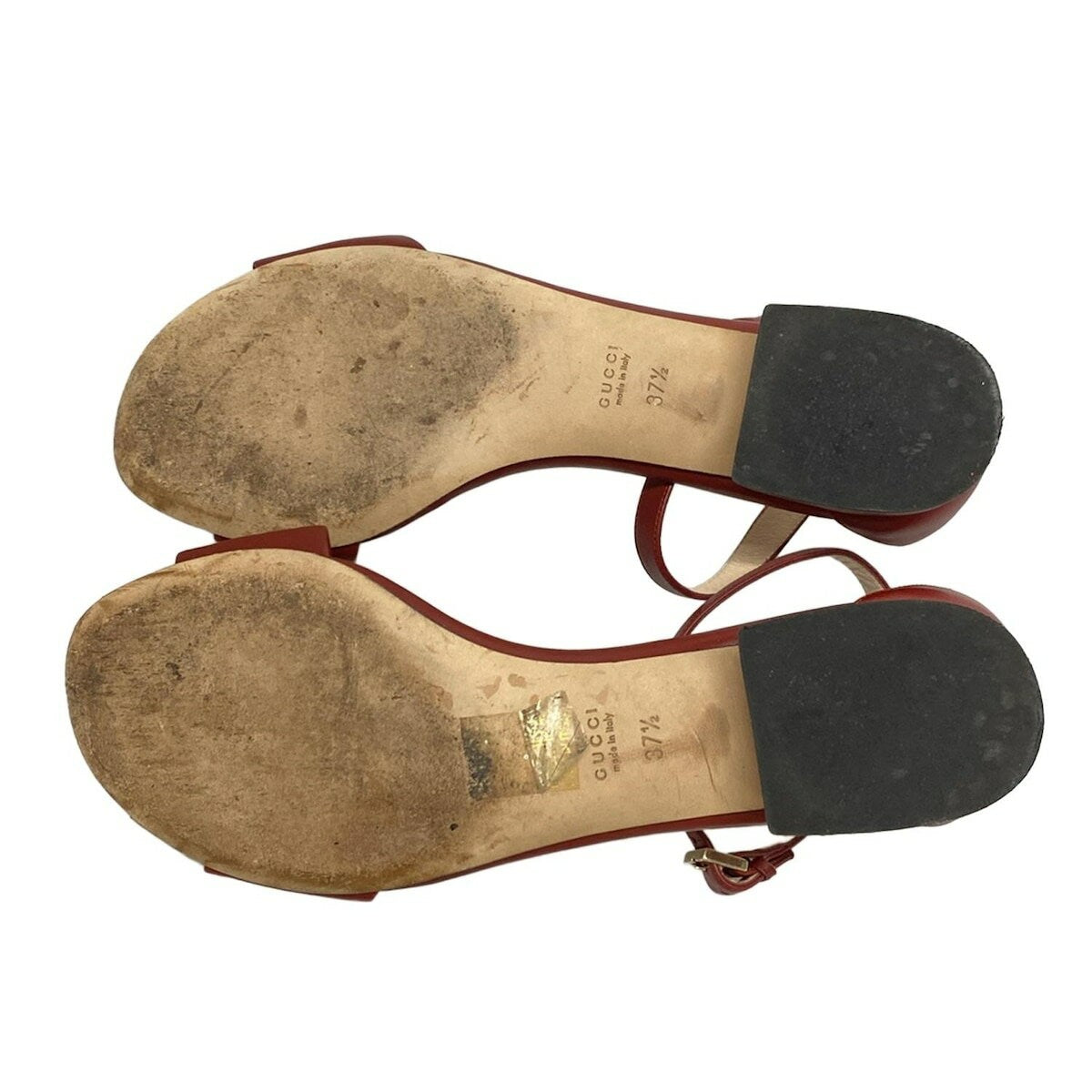 GUCCI Sandals Shoes Horsebit EU 37.5 US 7.5 Leather Bordeaux Authentic