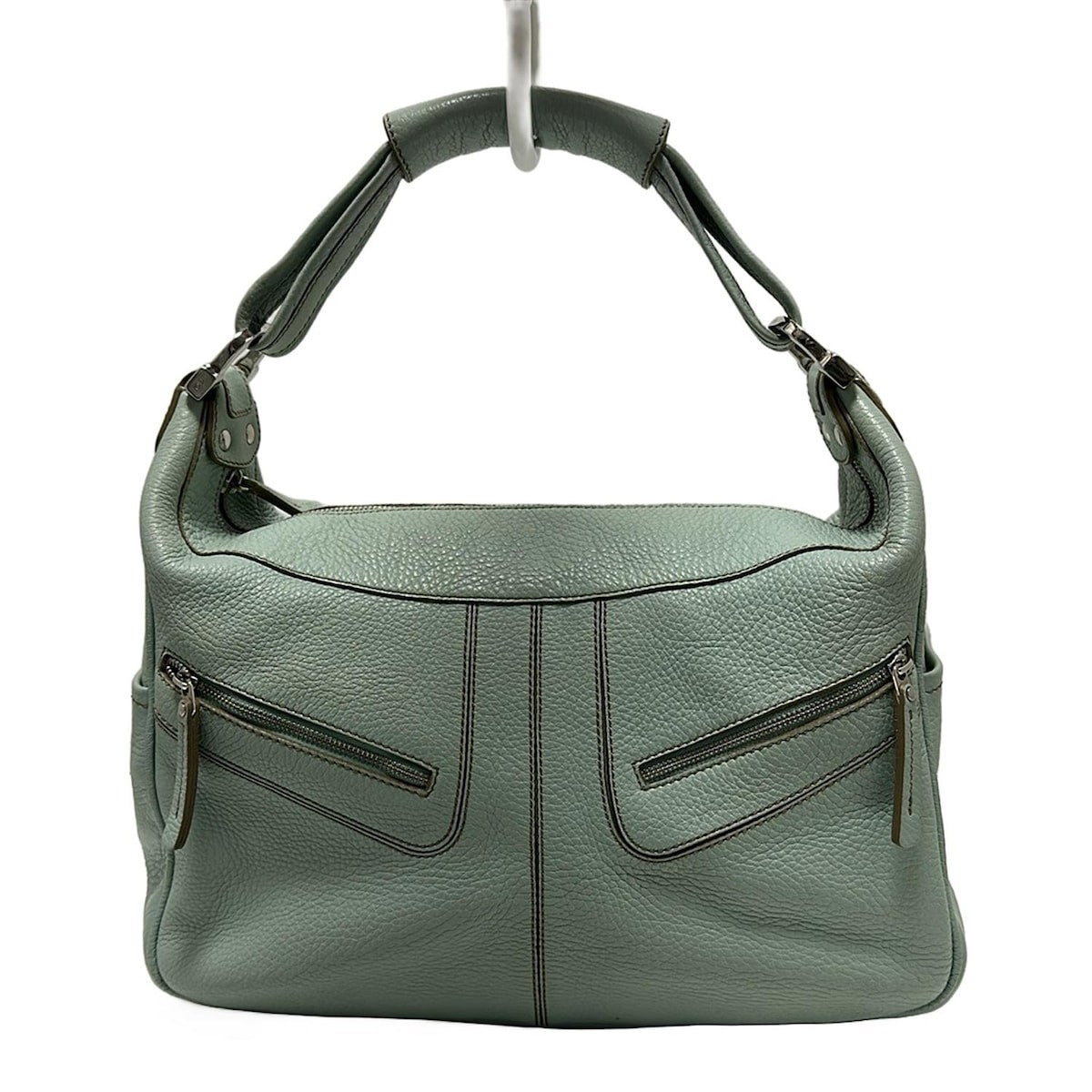 TOD'S Shoulder Bag Purse Leather Light Green Authentic
