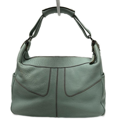 TOD'S Shoulder Bag Purse Leather Light Green Authentic