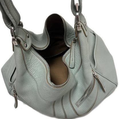 TOD'S Shoulder Bag Purse Leather Light Green Authentic