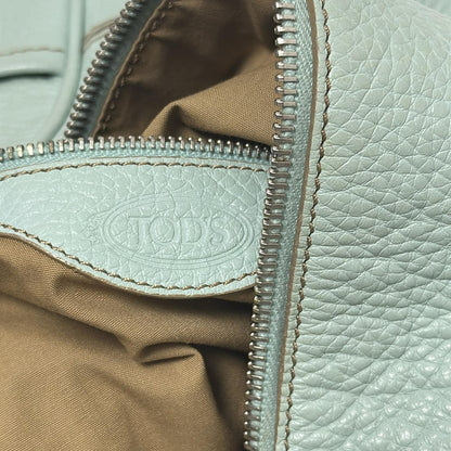 TOD'S Shoulder Bag Purse Leather Light Green Authentic