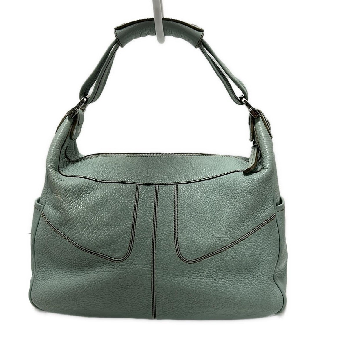 TOD'S Shoulder Bag Purse Leather Light Green Authentic