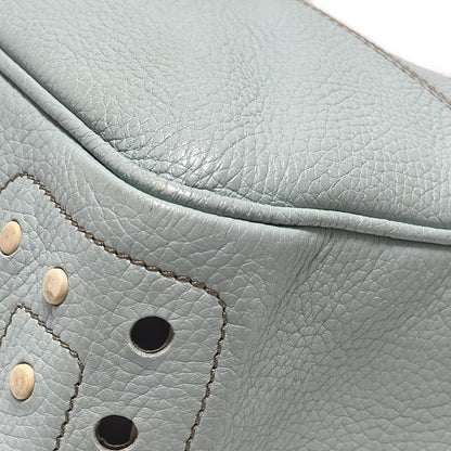TOD'S Shoulder Bag Purse Leather Light Green Authentic