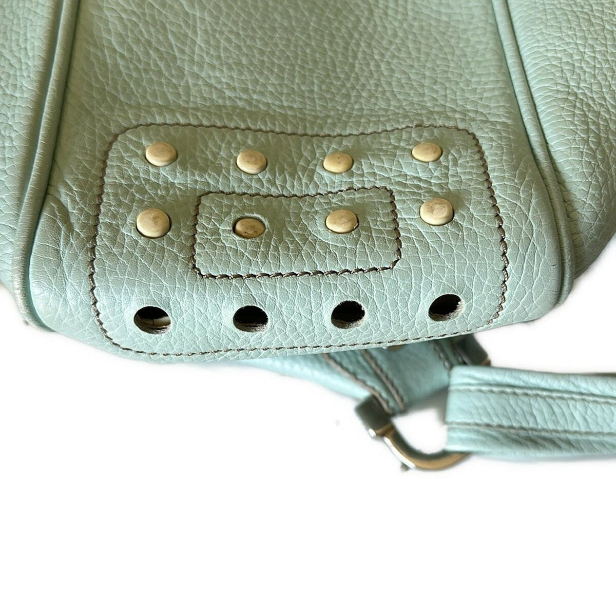 TOD'S Shoulder Bag Purse Leather Light Green Authentic