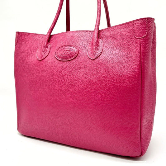TOD'S Hand Bag Tote Purse Leather Pink Authentic