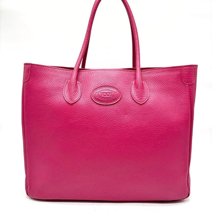 TOD'S Hand Bag Tote Purse Leather Pink Authentic
