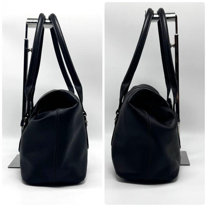 TOD'S Hand Bag Tote Purse Turn Lock Leather Black Authentic