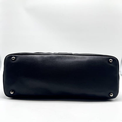 TOD'S Hand Bag Tote Purse Turn Lock Leather Black Authentic