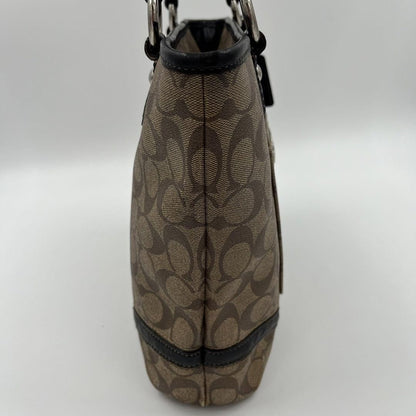 COACH Hand Bag Tote Purse PVC Leather Brown Authentic
