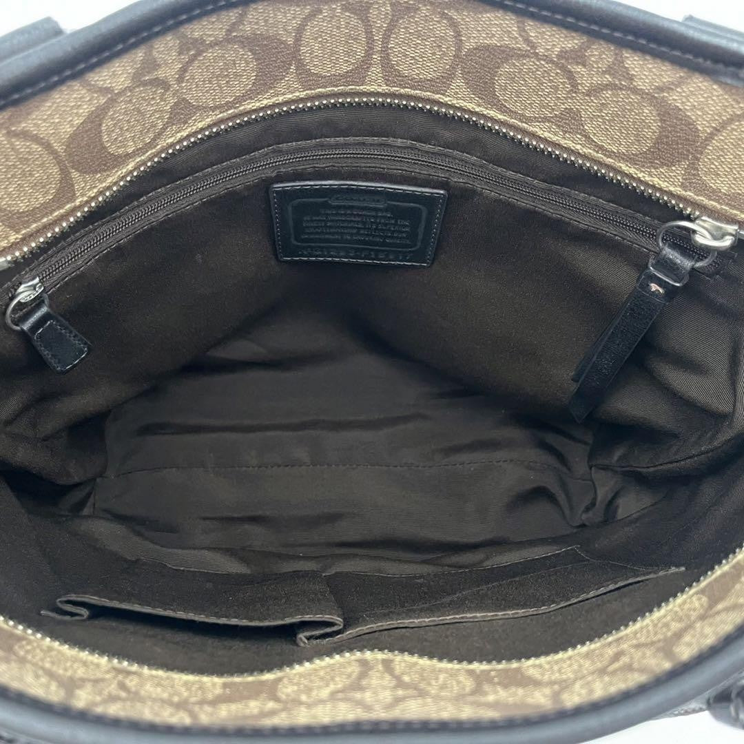 COACH Hand Bag Tote Purse PVC Leather Brown Authentic