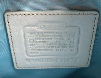 COACH Shoulder Bag Purse Canvas Greige White Authentic