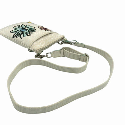 COACH Shoulder Bag Purse Canvas Greige White Authentic